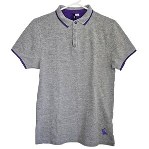 Men's Grey/Purple H&M Short sleeve Golf Shirt, Size Small